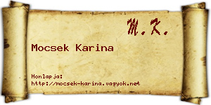 Mocsek Karina névjegykártya